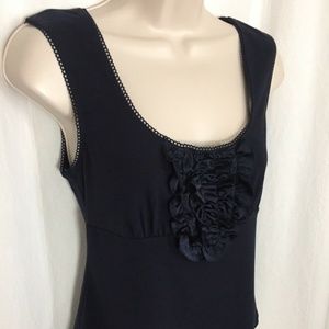 nanette lepore Medium Navy Ruffle Front Tank Top